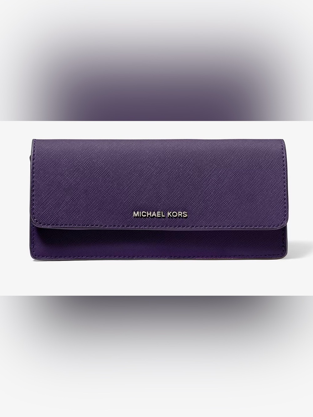 Michael Kors Purple Saffiano Leather Wallet with Silver Logo